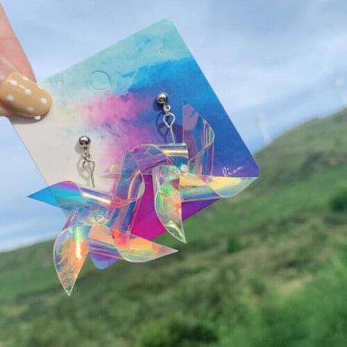 Cute Handmade Earring Colorful Windmill Dangle Drop Earrings Original Harajuku Cool Holiday Earrings Girl Funny Party Jewelry