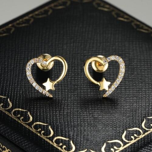 Fashion Simple Heart Shape Crystal Stud Earrings for Bridal Earrings Wedding Engagement Earrings Zircon Fine Jewelry Gifts