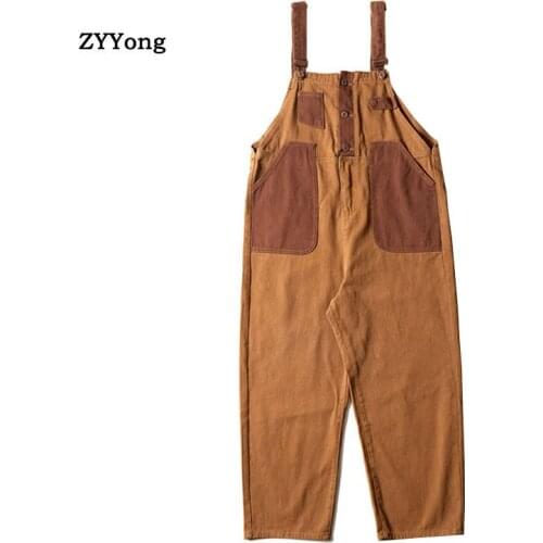 2020 Mens Jumpsuits Men Multi-Pocket Cargo Pants Men Trousers Casual Loose Mens Brand Men Hip Hop Overalls Streetwear