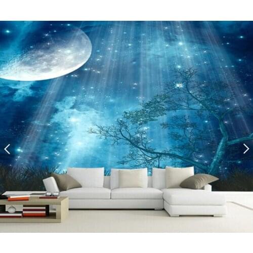 3d wallpaper custom mural non-woven 3d room wallpaper Beautiful sky tree at night paintings photo 3d wall murals wallpaper