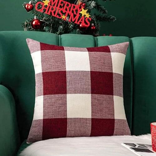 Classic Retro Checkers Plaids Cotton Linen Soft Soild Decorative Square Throw Pillow Cover Home Decor Cushion Case for Christmas