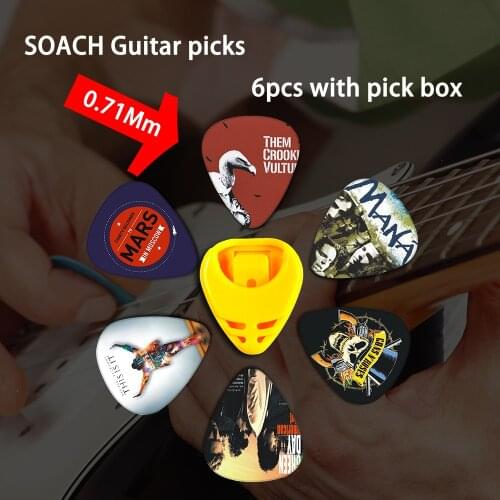 SOACH 2018 NEW 6pcs Colors guitar Picks with pick box Guitarra Parts Accessories