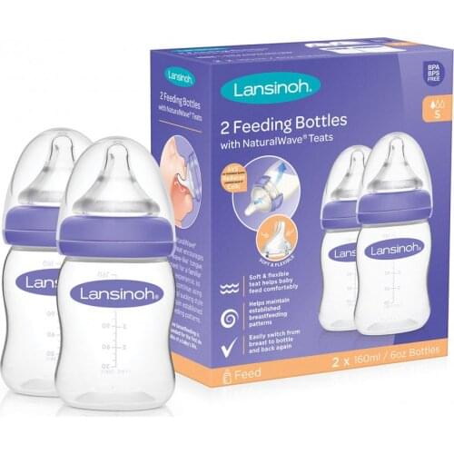 Original LANSINOH Bottle For Breastfeeding Babies 2 Pieces Bundle Nursing Moms Breastfeed Baby Feeding Bottles NaturalWave Teat