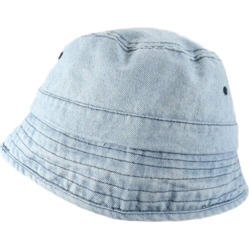 Japanese Style Women Men Vintage Washed Denim Bucket Hat Harajuku Hip Hop Outdoor Sunscreen Hiking Packable Panama Cap Y1AC
