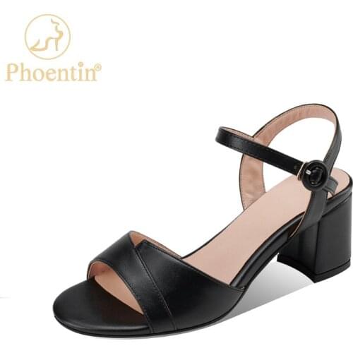 Phoentin 2021 Women black office Sandals Summer elegant Shoes ladies Open Toe High Heels Party Dress Sandals Big Size 43 FT1571