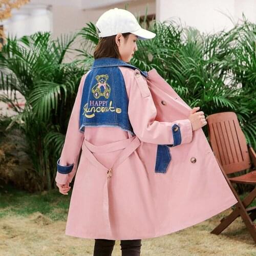 Trench for Girls Windbreaker Kids Clothes Overcoat Autumn Fashion Cartoon Girl Outerwear Outfits Kids Fashion Coat 10 12 13 Year