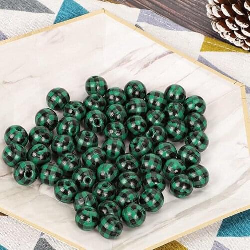 Polished Interval Beads Christmas Party Supplies Diy Decoration Home Decoration Checkered Wood Beads 16 Mm / 0.63 Inch