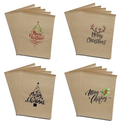 Christmas Gift Bag Kraft Paper Candy Bag Popcorn Box Coolies Bags Printed Paper Treat Bags Water Proof Xmas Party Decorations