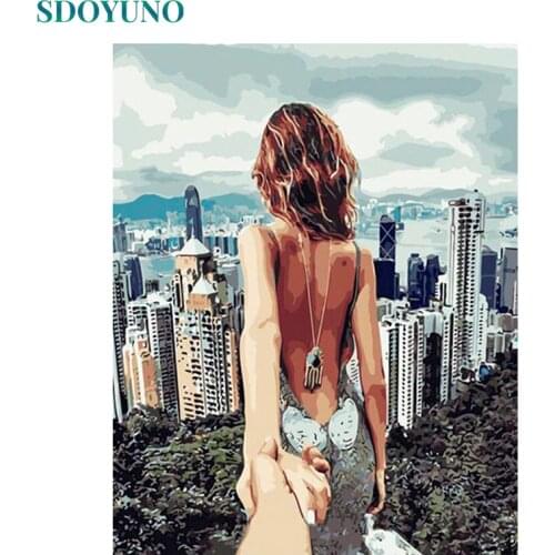 SDOYUNO Painting By Numbers Kits Figure DIY 60x75cm Oil Coloring By Numbers On Canvas Frameless Handpaint Coloring Number