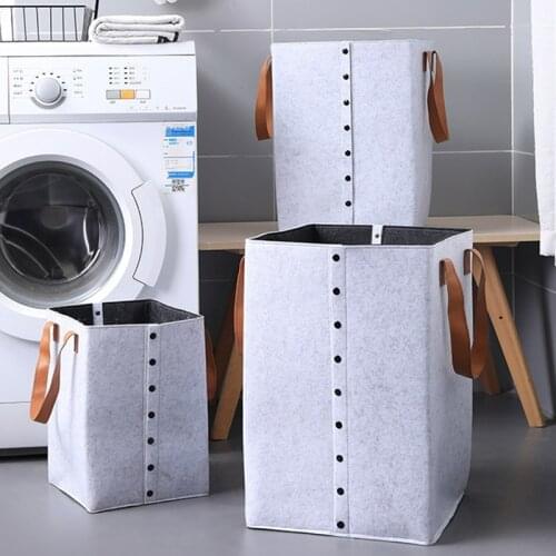 Detachable Felt Laundry Basket Bag For Dirty Clothes Toy Basket Laundry Hamper Home Organizer With Handle Storage Folding Bucket