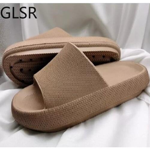 Fashion Slippers Women Thick Platform Women Indoor Bathroom Slipper Soft EVA Anti-slip Home Floor Slides Ladies Summer Shoes Men