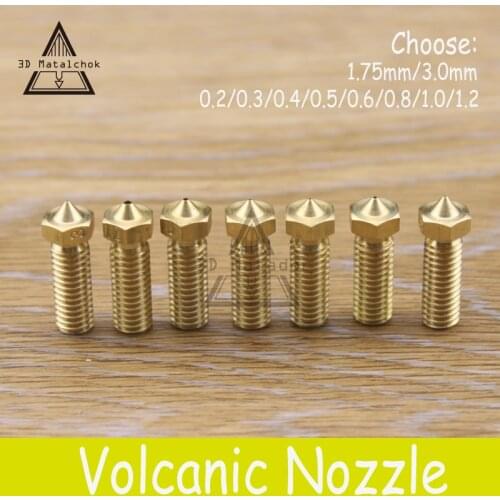 1PCS Brass copper Volcano Nozzle 0.2mm/0.3mm/0.4mm/0.6mm/0.8mm/1.0mm/1.2mm 1.75mm/3mm Lengthen Crater hotend,3D Printer PLA/ABS