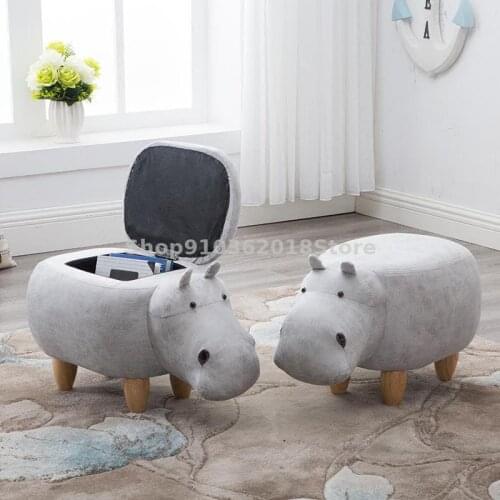 Solid Wood Footstool Creative Hippo Shoes Changing Stool Sofa Stool Designer Furniture Storage Low Stool Shoes Testing Stool