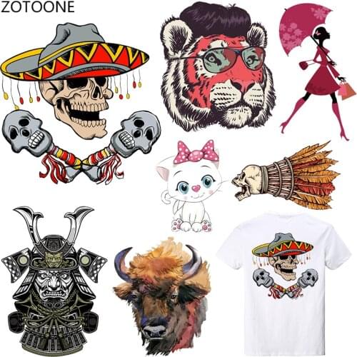 ZOTOONE Stripe Iron on Transfer Patches on Clothing Diy Terror Patch Heat Transfer for Clothes Decoration Stickers Accessories G