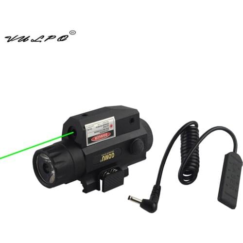 VULPO 2015 GOMU Tactical LED Weapon Gun Light Flashlight Green Dot Laser Sight Military Airsoft Pistol Gun Light For 20mm Rail