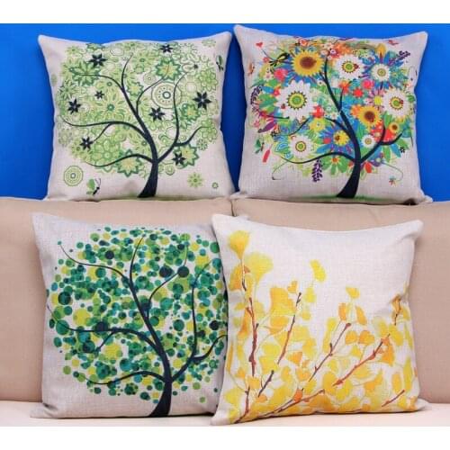 Four seasons plant trees linen / cotton sofa cushion cover polishing pillowcase decorative box home decoration supplies car