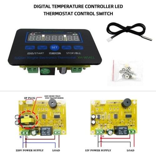 XH-W1411 Thermostat LED Digital Temperature Controller AC 110V 220V 10A Switch Thermometer Smart Temperature Regulator DC 12V