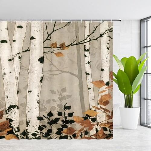 ZKJSMGS Shower Curtains Autumn Scenery Tree Leaves Pattern Bathroom Decor Set Waterproof Polyester Fabric Curtain