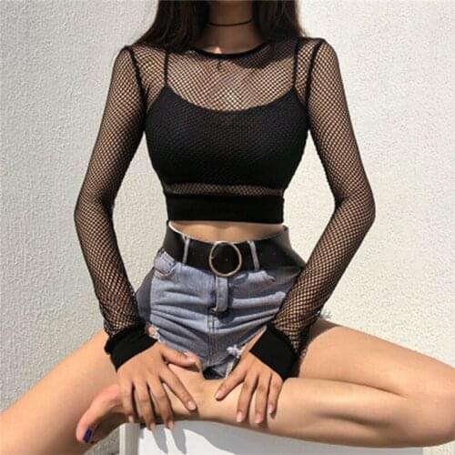 Womens Crop Top Swimwear Swimsuit Cover Up Black Fishnet Mesh Top Hot Summer Bikini Cover-ups Fashion Beachwear Sexy Clothing