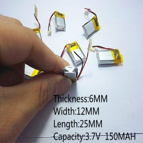 10pcs 3.7V,150mAH,601225 PLIB; polymer lithium ion / Li-ion battery for GPS,mp3,mp4,mp5,dvd,bluetooth,model toy mobile bluetooth