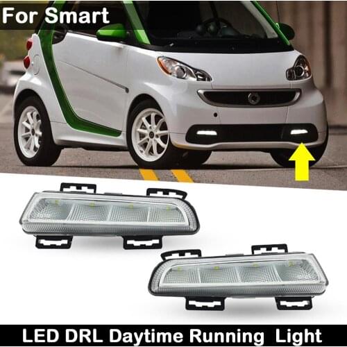 2Pcs For Smart Fortwo (451) 2013-2015 Clear Lens Car Front Daylight Guide LED DRL Daytime Running Light