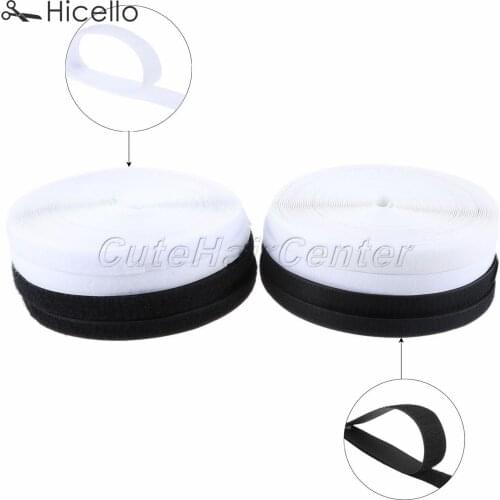 2pcs/set 25m Magic Tape Hook+Loop Self Adhesive Nylon Fastener Strip Black White No glue 20mm 25mm Hard Soft Surface Hicello