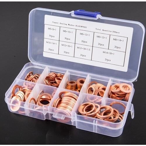 200Pcs Copper Sealing Solid Gasket Sump Plug Oil For Boat Crush Flat Seal Ring high quality