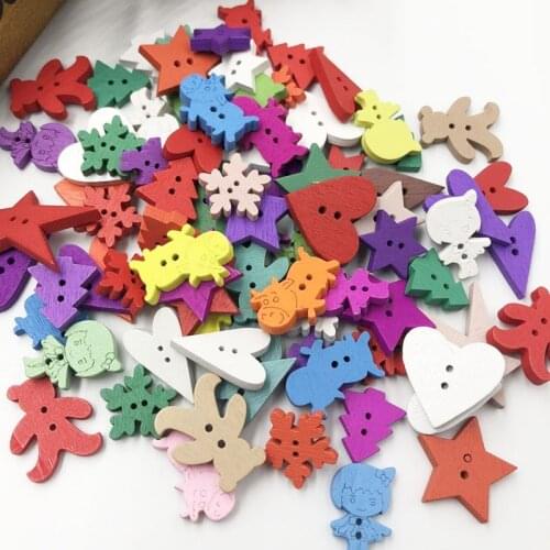25/50/100Pcs Mix Color Style Wood Buttons DIY Craft Scrapbook Sewing Appliques WB42