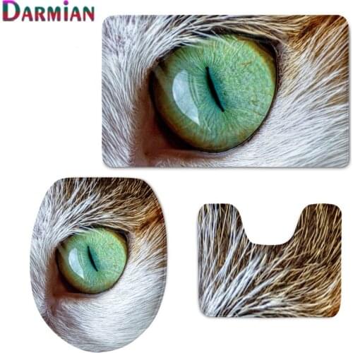 3D Animal Cat eyes Print Toilet Seat Covers Bathroom WC Accessories Slip Resistance Carpet Waterproof Toilet Seat Cover Mat 3PCS