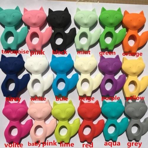 Baby Silicone Teether fox pendant 5pc Lovely BPA Free silicone baby Teether Shower Gift DIY Necklace Teething Baby Teether