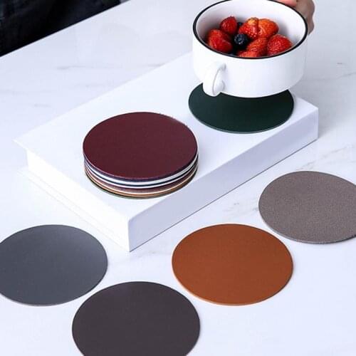 6pcs Drink Coaster PU Leather Placemat Heat Insulation Table Mat Family Office Anti-skid Tea Cup Milk Mug Coffee Cup Coaster