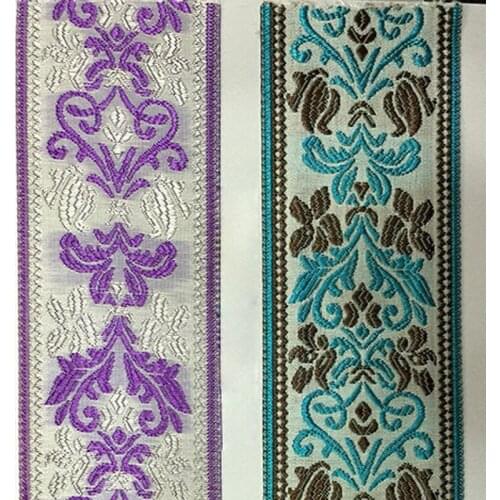 Purple Green Embroidery Tape of Bed Cover Rim Pillow Rim quilt of Cover Edge of Curtain Edge Curtain Flame Home textile Art