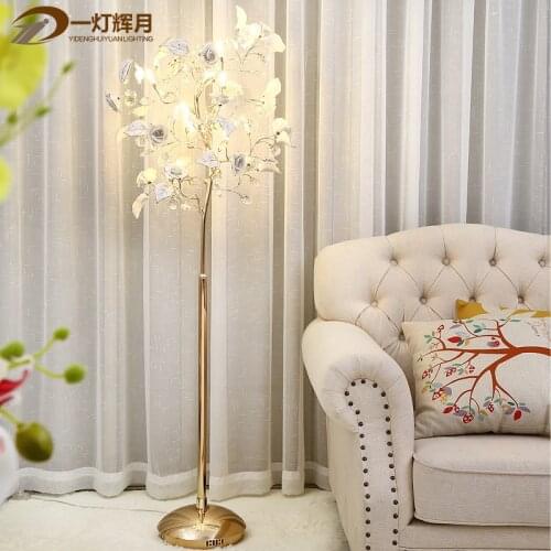 French vertical led floor lamp ceramic flower tree lamp postmodern crystal lamp living room coffee table decoration floor lamp
