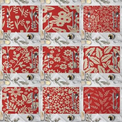 Red Geometric Table Mats For Dinner Table Decor Placemats Kitchen Accessories Bowl Cup Pads Restaurant Drink Coasters