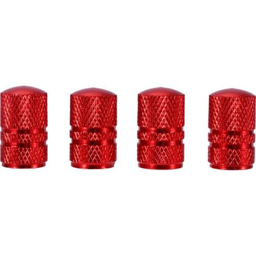 4pcs Aluminum Alloy Red Universal Round Car Wheel Tire Valve Air Stem Cap Cover Auto Tire Accessories For Bike Motorcycle