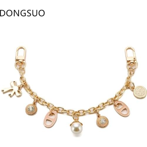 Metal Chain strap with flower gold chain ornament for handbag bag replacement Accessories Hardware high quality