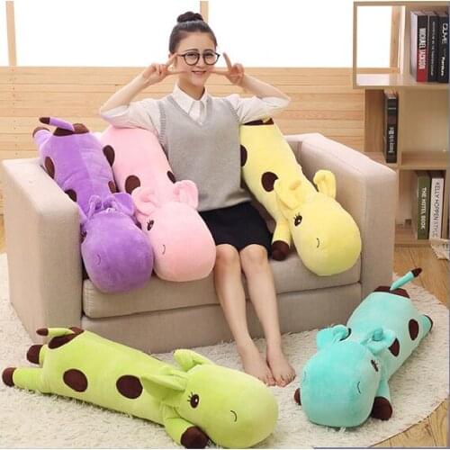 Lovely cartooncolourful spots giraffe plush toy prone giraffe soft throw pillow Christmas gift w5361