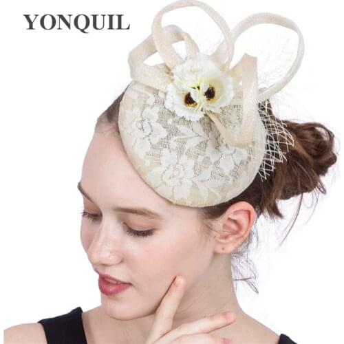Fashion Silk Flower Lace Ladies Hair Fascinator Party Hats Wedding Banquet Hat For Women Ladies On Hair Clips Headpiece SYF207