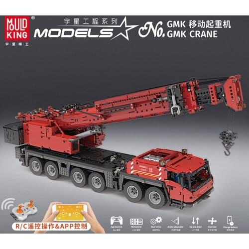 MOULD KING 17013 APP RC Motorized Red GMK Crane Truck Model Bricks Toys Birthday Gifts For children 4460PCS