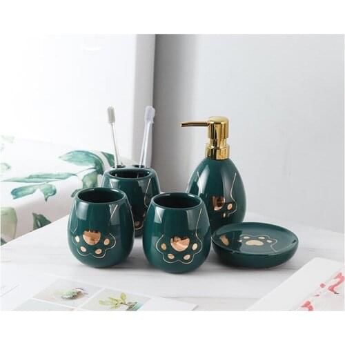 Bathroom Sanitary Ware Set Ceramic Washing Suite Tooth Brush Holder wash Cup Soap Dispenser Toothbrush Holder Household Articles