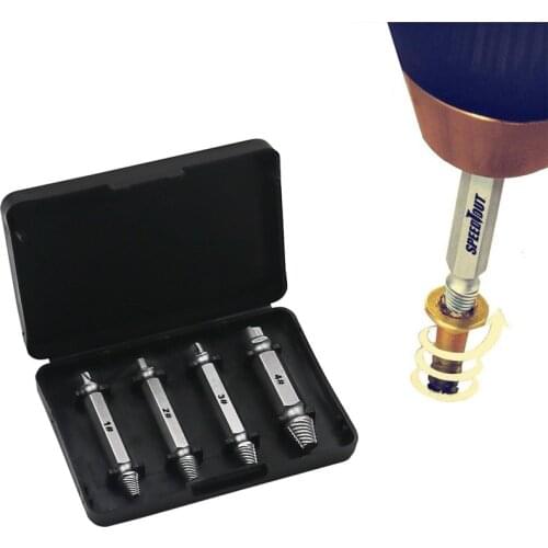 4pcs/set Damaged Screw Extractor Drill Bits Guide Set Broken Speed Out Easy out Bolt Stud Stripped Screw Remover Tool Dropshipin