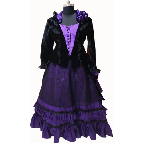 New purple Vintage costumes 18th Duchess Retro medieval Renaissance Reenactment Theatre Civil war Victorian dress D-339