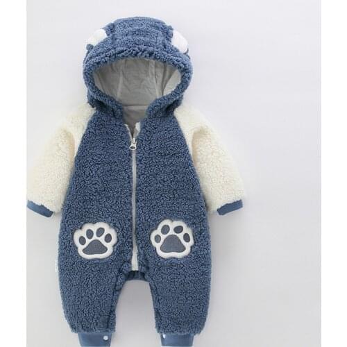 Baby Boy Clothes 2021 Autumn And Winter Baby Jumpsuit Imitation Cashmere Climbing Clothes Newborn Baby Clothes Romper
