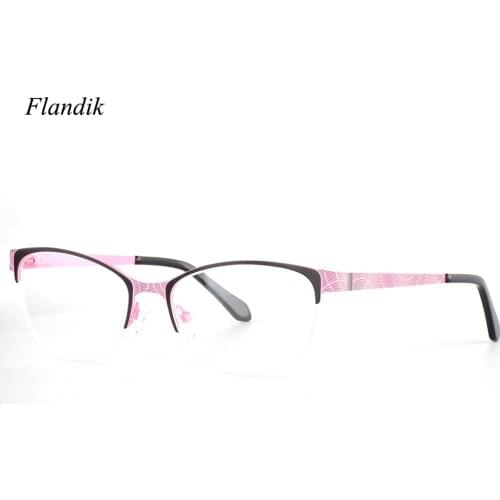 Half-Rim Metal Print Glasses Frame Men Women Vintage Optical Prescription Anti-blue Lens Fashion Luxury Myopia Reading Glass