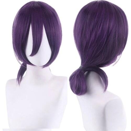 Chainsaw Man Reze Cosplay Wig Purple Heat Resistant Synthetic Hair Wig Halloween Party Role Play Wigs + Wig Cap