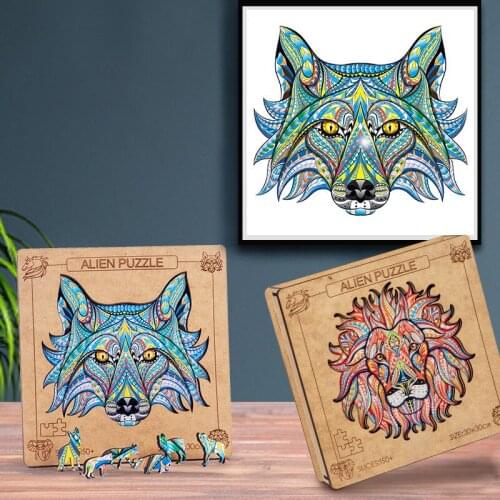 Wooden Animal Alien Puzzles for Adults DIY 3D Puzzle Each Piece Is Animal Shaped Puzzles Gifts Assembling Toy Toddler Toys