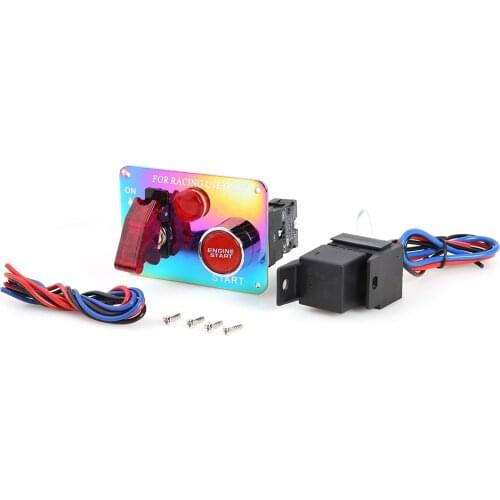 Racing Car Ignition Switch Panel Engine Start Push Button Red LED Toggle Switch with Relay