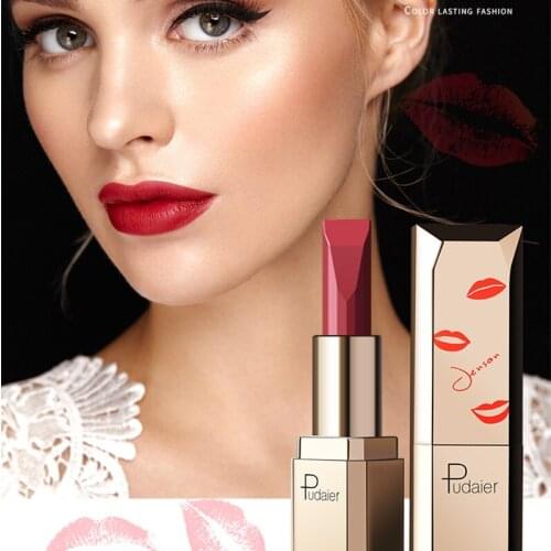 Pudaie 24 Color Sexy Red Matte Lipstick Long Lasting Tint Lip Gloss Make Up Waterproof Lipstick for Lip Batom Matte Good Texture