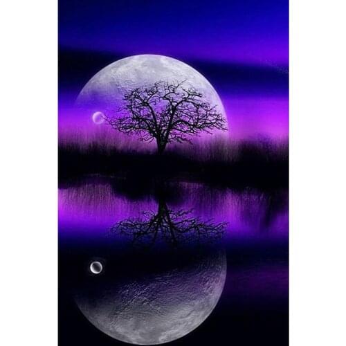 Full square/round Embroidery 5D DIY diamond painting Moonlight reflection 3D Cross stitch kits mosaic wall stickers