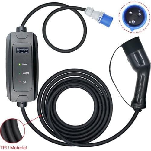 Portable Electric Vehicle Charger 32A Type 1 SAE J1772 and Type 2 IEC 62196-2 CEE Plug 220/250V EVSE 5m EV Charger Stations